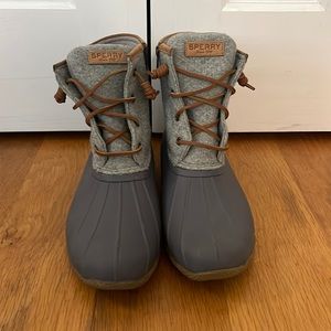 Women’s Sperry Top-Sider Wool Embossed Saltwater Duckboot - Gray, Size 12